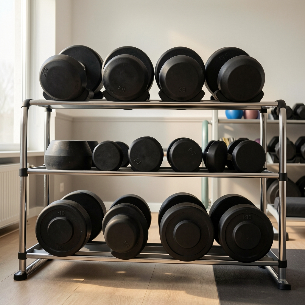Cap Barbell kauçuk kaplı dambıl seti 1-10 kg sekiz çift, metal raf ile birlikte, ev spor salonu için