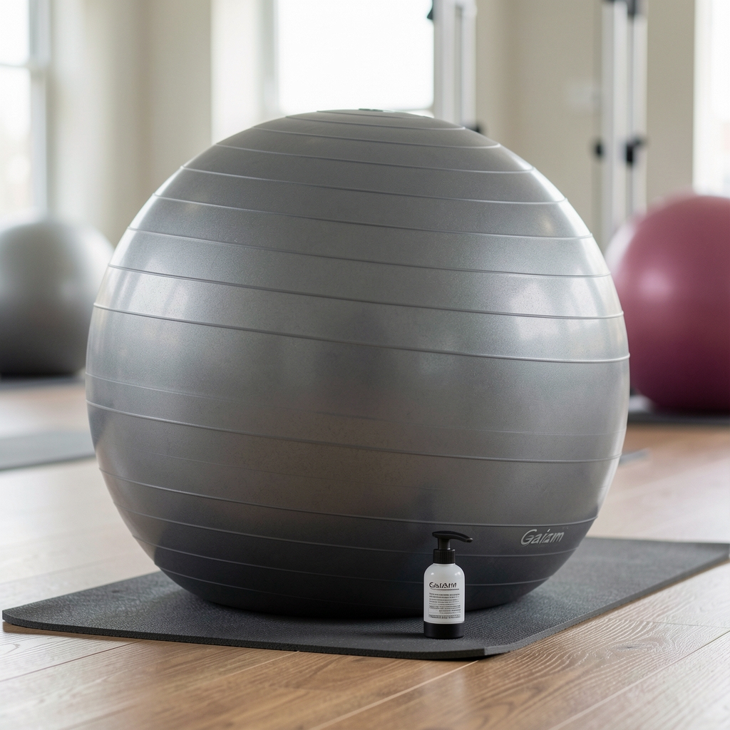 Gaiam pilates topu 65 cm mor renk anti-burst teknoloji hava pompası dahil denge ve core egzersizleri için